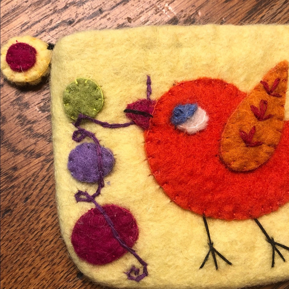 Colorful Felted Wool Bird Pouches Made in Nepal - Set of 2 - Picture 13 of 13
